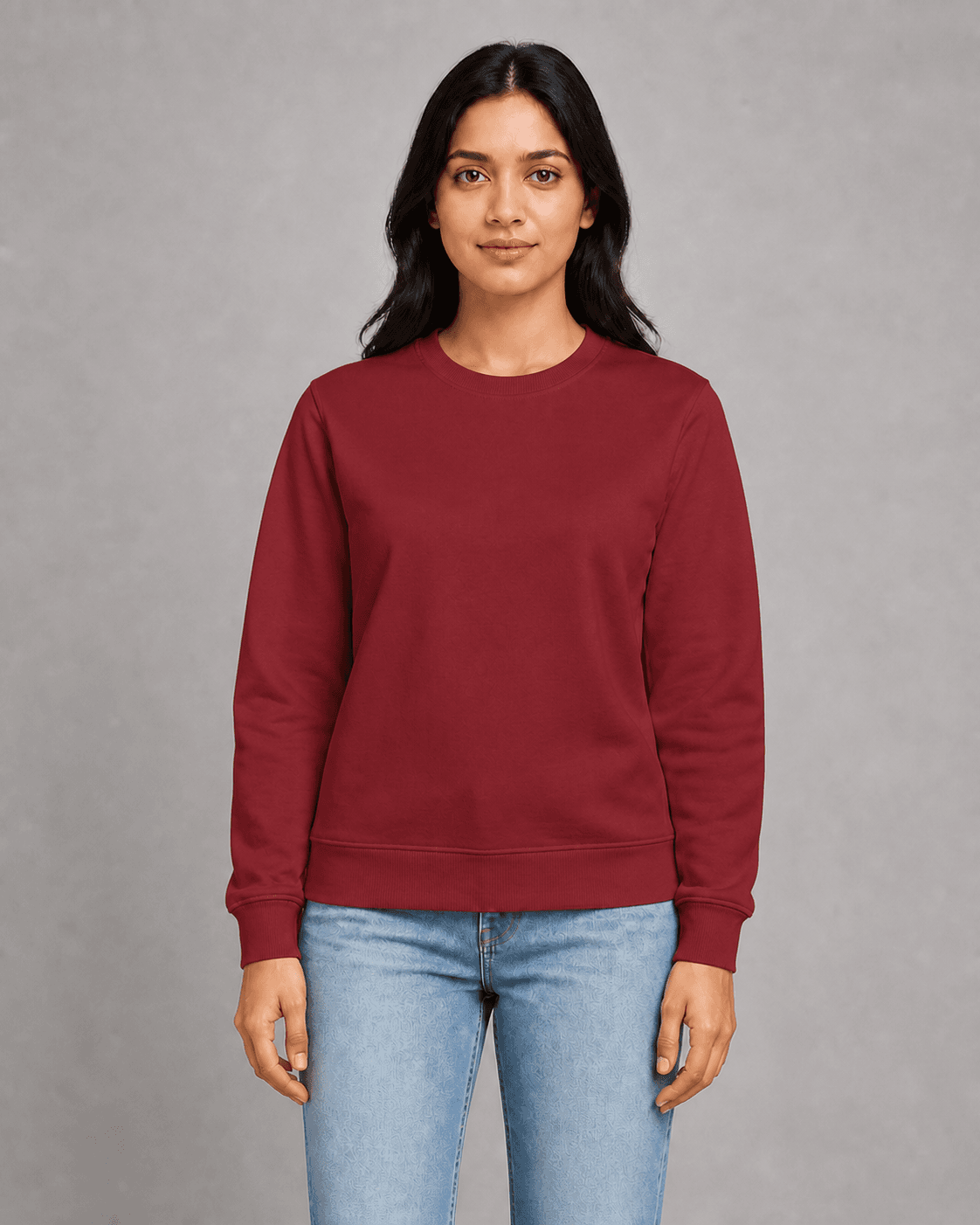 Crew neck sweatshirt worn by a printengine studio model