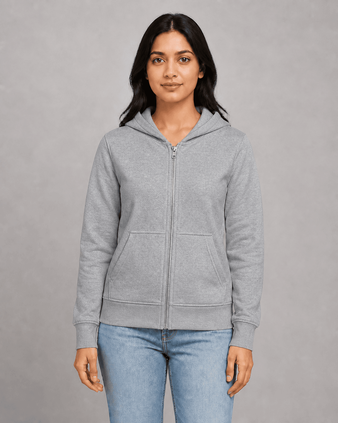 Zipper hoodie worn by a printengine studio model