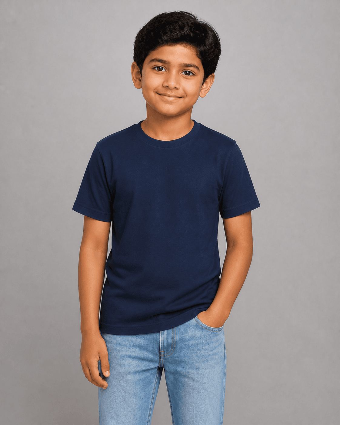 Classic half sleeve t-shirt worn by a child model