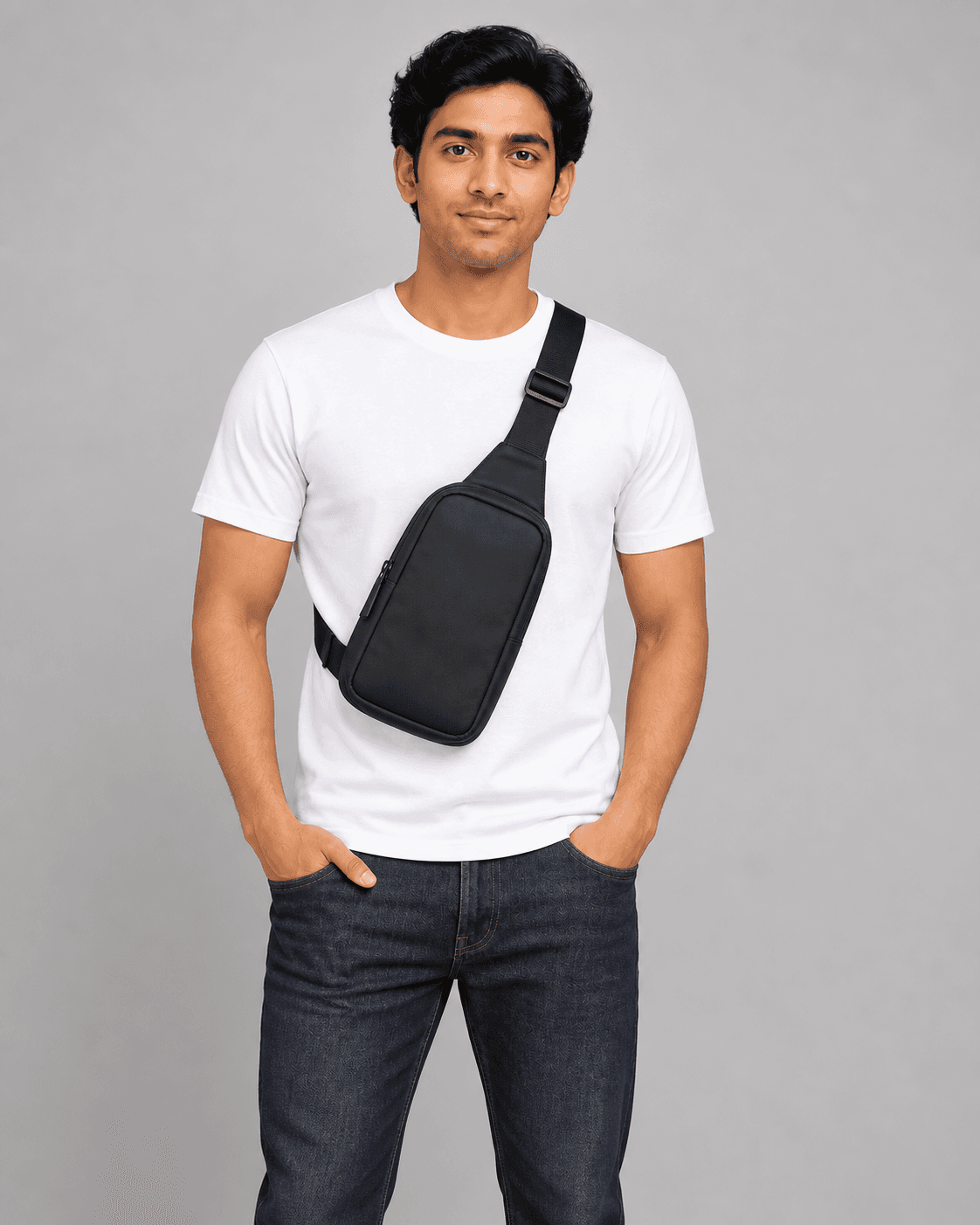 Sling / crossbody bag worn by a printengine studio model