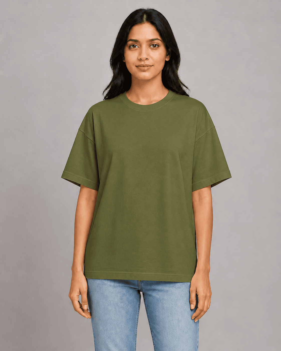 Oversized sports tee worn by a printengine studio model