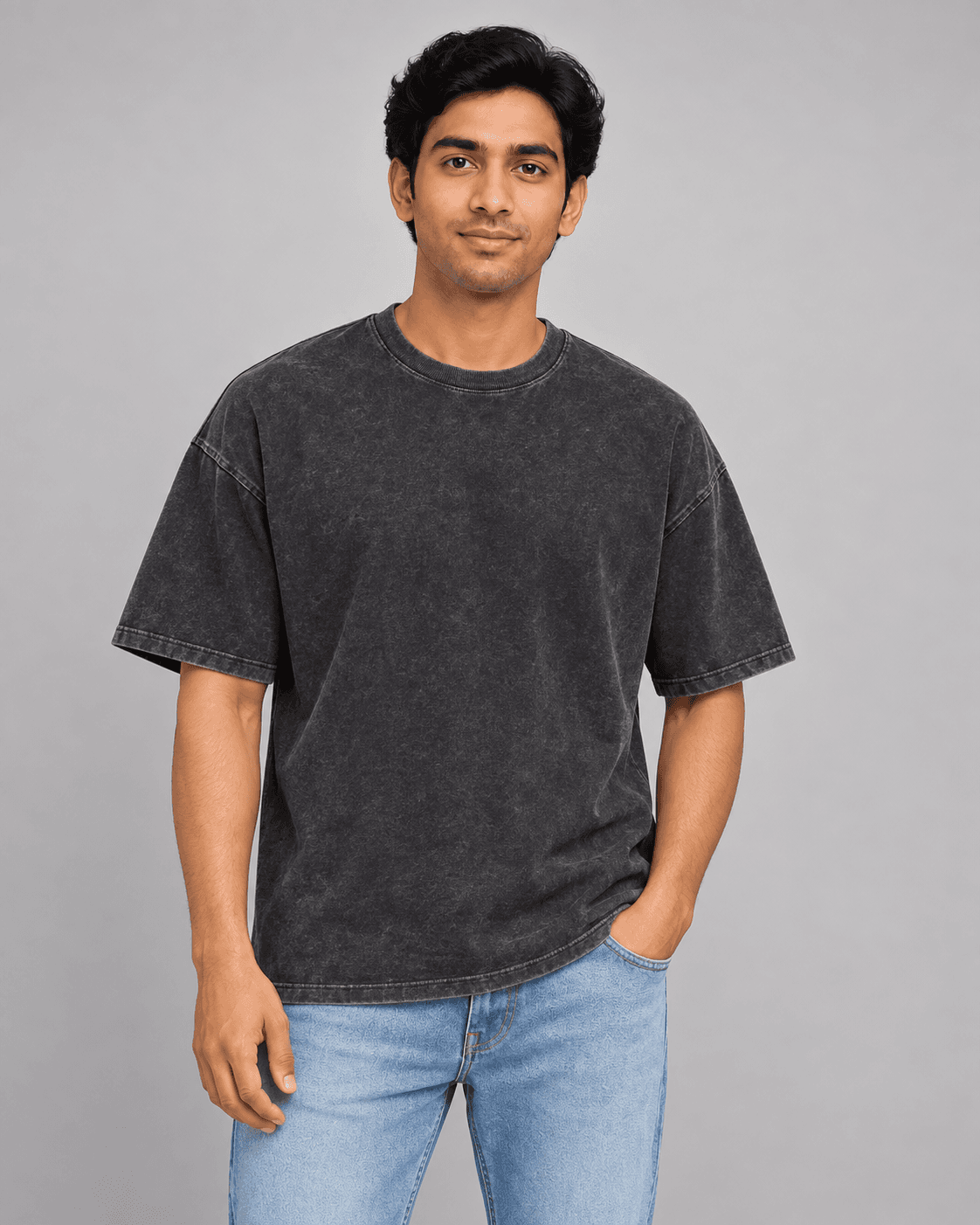 Vintage Washed t-shirt worn by a printengine studio model
